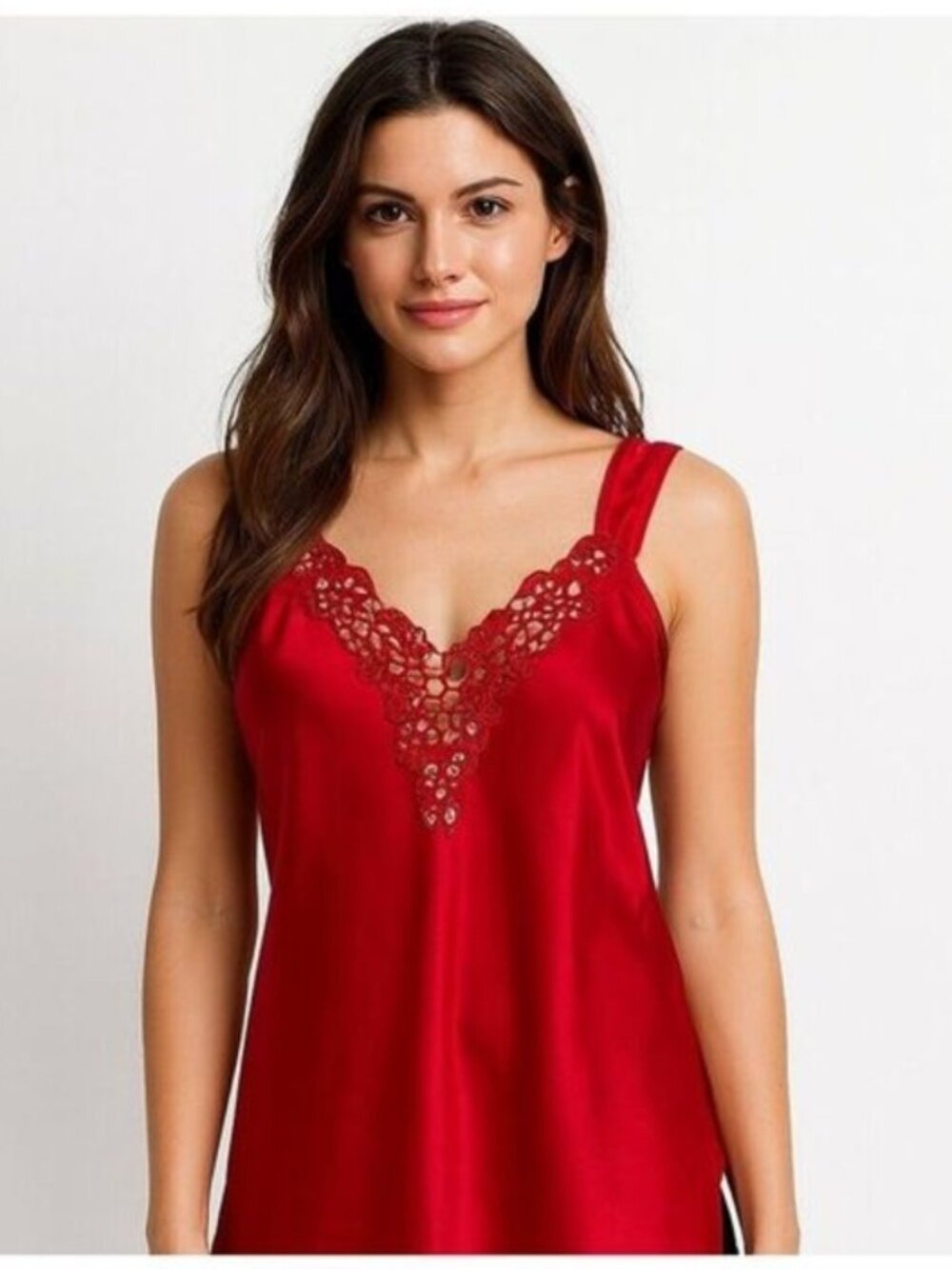 Cinema Etoile Red Satin Slip Dress Large